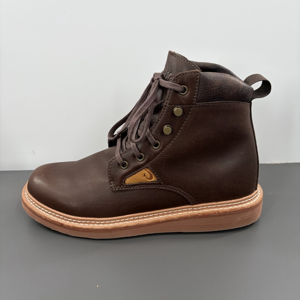 OluKai Kilakila Waterproof Lace-Up Brown Leather Waterproof Boot Men's Size US 9 - Picture 4 of 10